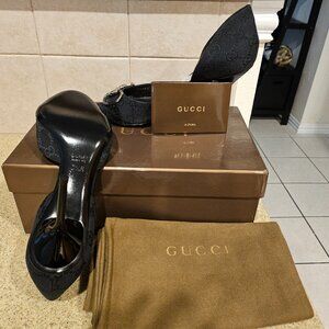 Gucci Tess S Cuoio Niagara Lux Sandal in blk w black Horsebit Size 38C (7 1/2)
